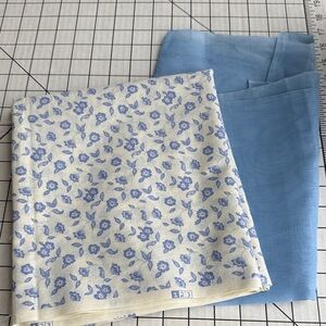 1940s Organdy Fabric + 1970s Blue Floral Print – Vintage Sewing Yardage Lot